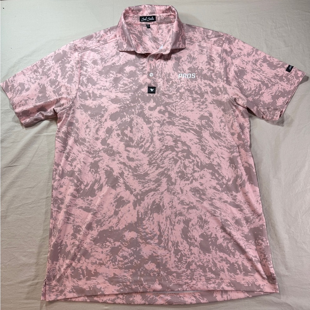 Bad Birdie Rover Golf Polo Pink Patterned Men's Shirt